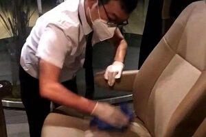 service safety driver disinfects car